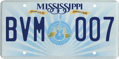 MS license plate BVM007