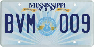 MS license plate BVM009