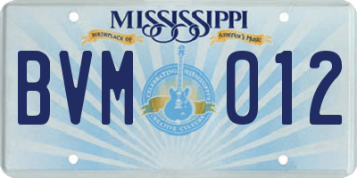 MS license plate BVM012