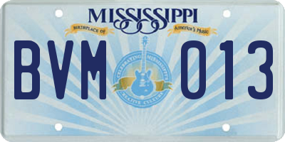MS license plate BVM013