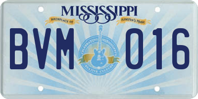 MS license plate BVM016