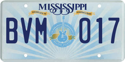 MS license plate BVM017