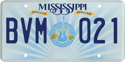 MS license plate BVM021