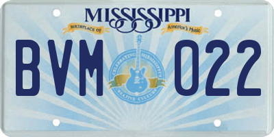 MS license plate BVM022