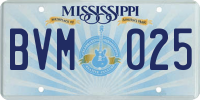 MS license plate BVM025