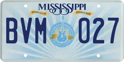 MS license plate BVM027
