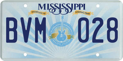 MS license plate BVM028
