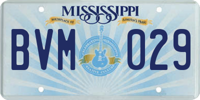 MS license plate BVM029