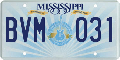 MS license plate BVM031