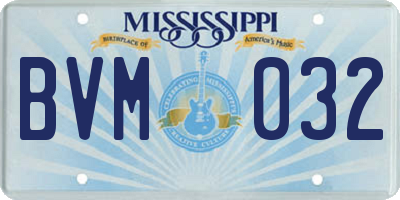 MS license plate BVM032