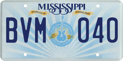 MS license plate BVM040