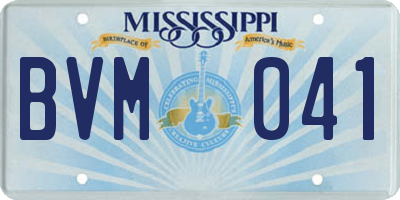 MS license plate BVM041