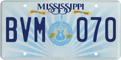 MS license plate BVM070