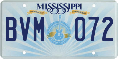 MS license plate BVM072