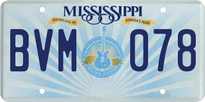 MS license plate BVM078