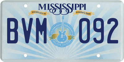 MS license plate BVM092
