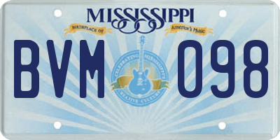MS license plate BVM098