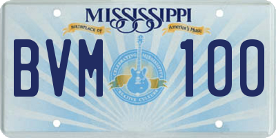 MS license plate BVM100
