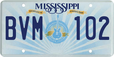 MS license plate BVM102