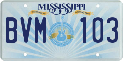 MS license plate BVM103