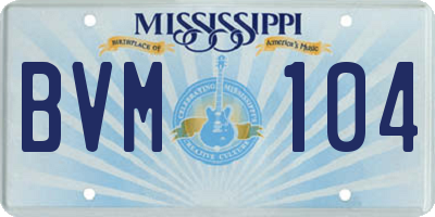MS license plate BVM104