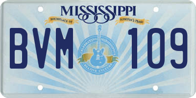 MS license plate BVM109