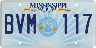 MS license plate BVM117