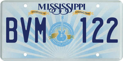MS license plate BVM122