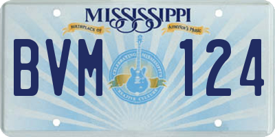 MS license plate BVM124