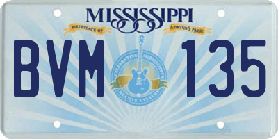 MS license plate BVM135
