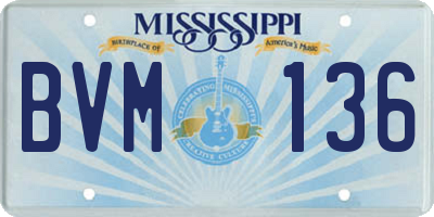 MS license plate BVM136