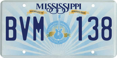 MS license plate BVM138