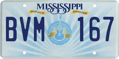 MS license plate BVM167