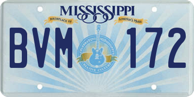 MS license plate BVM172
