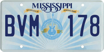 MS license plate BVM178