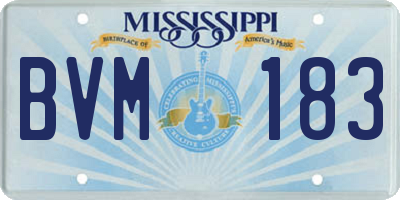 MS license plate BVM183