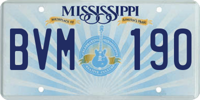 MS license plate BVM190