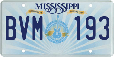 MS license plate BVM193