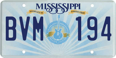 MS license plate BVM194
