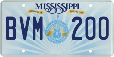 MS license plate BVM200