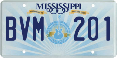 MS license plate BVM201