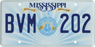 MS license plate BVM202