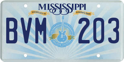 MS license plate BVM203