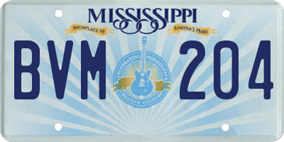 MS license plate BVM204