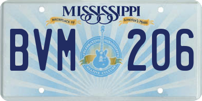 MS license plate BVM206