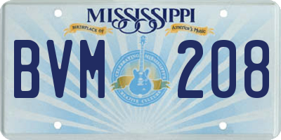 MS license plate BVM208