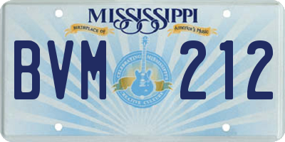 MS license plate BVM212