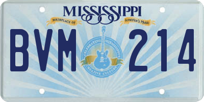 MS license plate BVM214