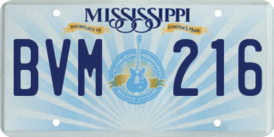 MS license plate BVM216