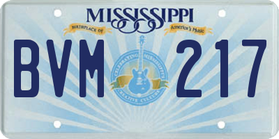 MS license plate BVM217